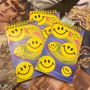 Rainbow Swirl Y2K Smiley Face Notepads